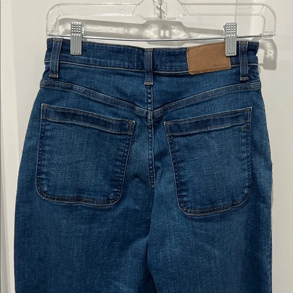 Madewell Dark Blue Emmett Wide-Leg Jeans with Front Patch Pockets Size 27 Petite - Picture 4 of 8